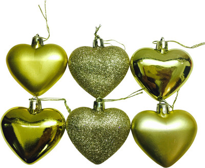 

Priyankish Xmas Tree Golden Heart Hanging Ornaments Pack of 6