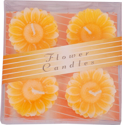 

Indigo Creatives Flower Floating Orange 4 Nos Wax Christmas Tree Candles Pack of 4