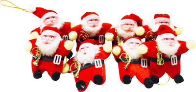 

Priyankish Christmas Tree 8 Red Santa In Party Mood Hanging Ornaments Pack of 8
