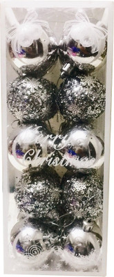 

Priyankish 20 Silver Shining Balls Hanging Ornaments Pack of 20