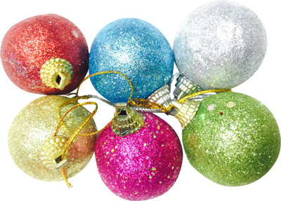 

Priyankish Xmas Tree Glittering Ball Hanging Ornaments Pack of 6