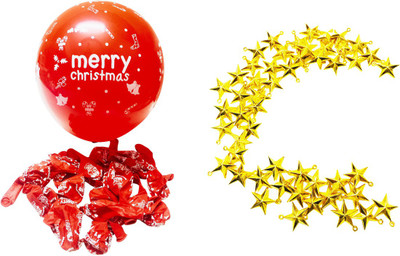 

Priyankish 20 Red Merry Christmas Balloons & 50 Small Stars Combo Hanging Ornaments Pack of 70