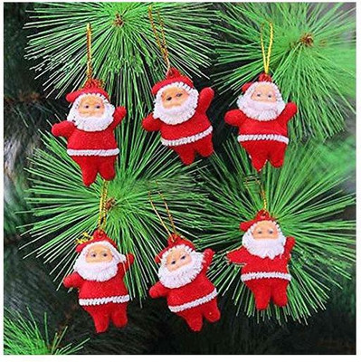 

Indigo Creatives 2 inch height Santa Claus pack of 6 pieces for home / office / tree christmas decoration Topper Ornaments Pack of 6