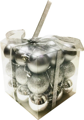 

Priyankish 27 Silver Glittering & Shinig Balls Hanging Ornaments Pack of 27