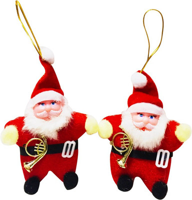 

Priyankish Christmas Tree 2 Red Santa In Party Mood Hanging Ornaments Pack of 2
