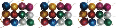 

Priyankish Christmas Tree 36 Multicolour Glitter Balls Combo Hanging Ornaments Pack of 36