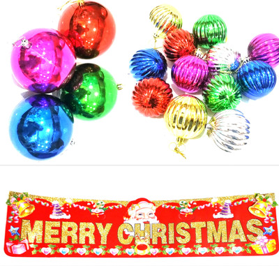 

99DailyDeals R799 Combo OF 1 Logo And 16 Shining Bells For Christmas Decoration Hanging Ornaments Pack of 17