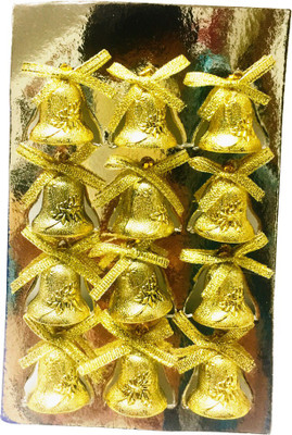 

Priyankish Christmas Tree Golden Bells Hanging Ornaments Pack of 12
