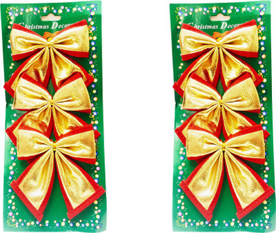 

Priyankish 6 Small Golden Bows Hanging Ornaments Pack of 6