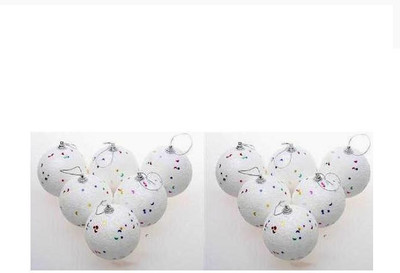 

Indigo Creatives White Xmas Ball with minature Stars pack of 12 pieces for home / office christmas tree decoration Ornamental Bells Pack of 12