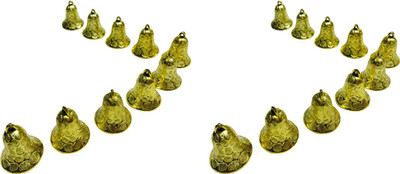 

Priyankish Christmas Tree 20 Small Golden Bells Hanging Ornaments Pack of 20