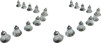 

Priyankish Christmas Tree 20 Small Silver Bells Hanging Ornaments Pack of 20