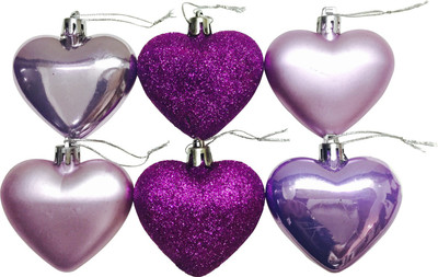 

Priyankish Xmas Tree Purple Heart Hanging Ornaments Pack of 6