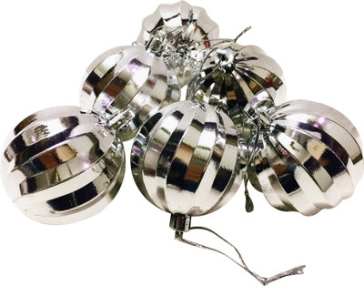 

Priyankish 6 Silver pumpkin Balls Hanging Ornaments Pack of 6