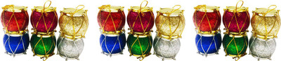 

Priyankish Christmas Tree 18 Multi Colour Glitter Drums Combo Hanging Ornaments Pack of 18