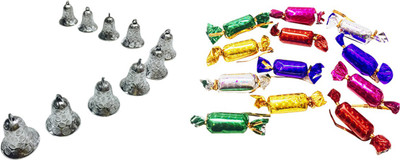 

Priyankish 12 Small Chocolates & 10 Silver Bells Combo Hanging Ornaments Pack of 22