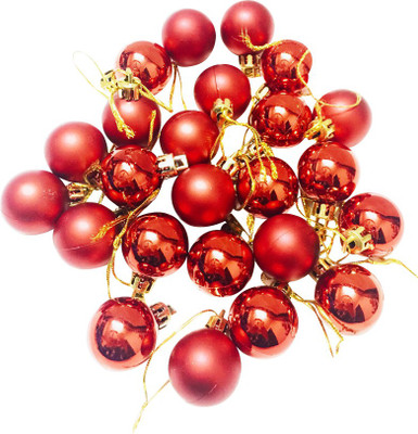 

Priyankish 24 Christmas Tree Red Shining Balls Hanging Ornaments Pack of 24