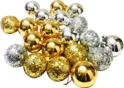 

Priyankish 20 Golden Silver Shining Balls Hanging Ornaments Pack of 20