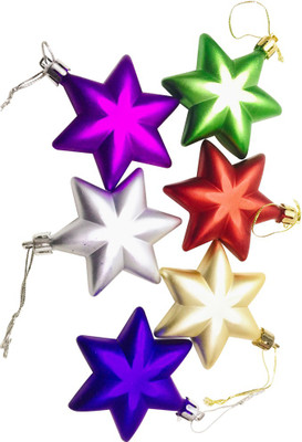 

Priyankish Christmas Tree 6 Multi Party Stars Hanging Ornaments Pack of 6