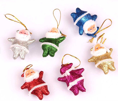 

Unique Arts ColorGlitterSanta6 Hanging Ornaments Pack of 6