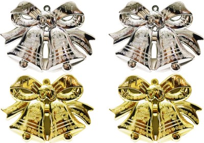 

Priyankish Christmas Tree 2 Silver & 2 Golden Twins Bells Hanging Ornaments Pack of 4