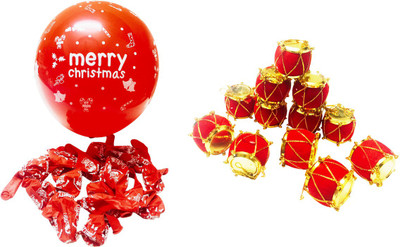

Priyankish 20 Red Merry Christmas Balloons & 12 Red Drums Combo Hanging Ornaments Pack of 32