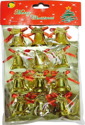 

Priyankish Xmas Tree Small Golden Ornamental Bells Pack of 12