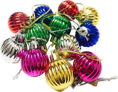 

Priyankish 12 Multicolor Pumpkin Balls Hanging Ornaments Pack of 12