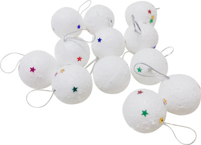 

Priyankish Christmas Tree White Balls Hanging Ornaments Pack of 12