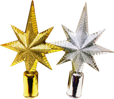 

Priyankish Christmas 2 Gold & Silver Stars Topper Ornaments Pack of 2