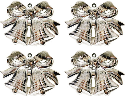 

Priyankish Christmas Tree 4 Silver Twins Bells Hanging Ornaments Pack of 4