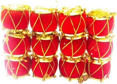 

Priyankish Christmas Tree Red Drums Hanging Ornaments Pack of 12