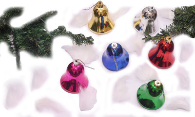 

Indigo Creatives Multicolor large 3" Decorative Bell pack of 6 pieces for home / office christmas tree decoration Ornamental Bells Pack of 6