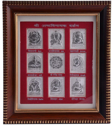 

Siri Creations 999 Pure Astha Vinayaka Wooden Frame With Stand Silver Yantra(Pack of 1)