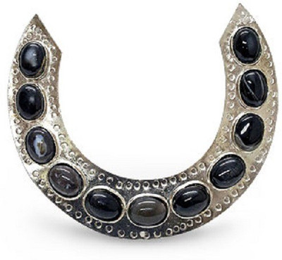 

Numeroastro Horse Shoe Naal With Black Agate/Sulemani Hakik Stone Aluminium Yantra(Pack of 1)