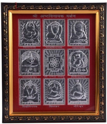 

Siri Creations 999 Pure Astha Vinayaka Wooden Frame Big With Stand Silver Yantra(Pack of 1)