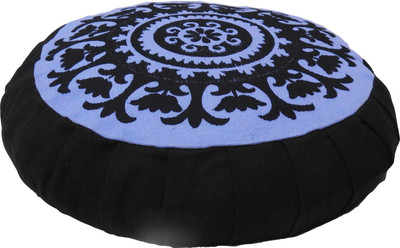 

Kanyoga Cotton Round Printed Design BuckWheat Hull Filled Zafu Yoga Medetation Cushion (13 x 38 CM) Yoga Blocks(Black Pack of 1)