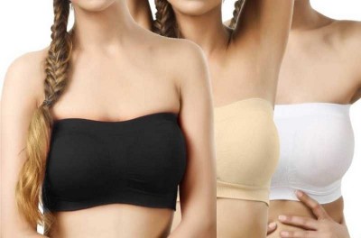 Women's Lace Tube Strapless Padded Bra (Free Size, 28 to 34