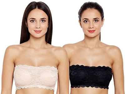 Women's Lace Tube Strapless Padded Bra (Free Size, 28 to 34