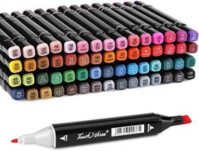 ARTTWALA TOUCH WOOL ALCOHOL MARKERS SET 80 SHADES WHITE BODY  WITH PLASTIC CARRY BOX (80 SHADES) - ALCOHOL MARKERS SET