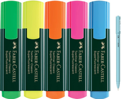 FABER-CASTELL Highlighter Set Of 5 With Xo Pen Set of 5, Multicolor