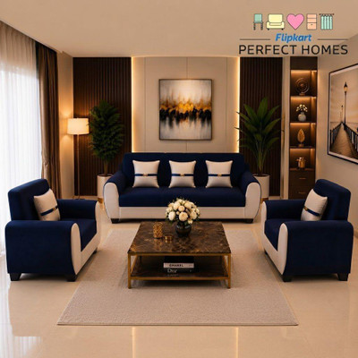 Flipkart Perfect Homes Cozy Comfort Fabric 3 + 1 + 1 Sofa Set Blue & Cream, DIY(Do-It-Yourself)