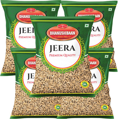 J.S. Dhanush Baan 100% Natural & Premium Cumin Seeds (Jeera) 500g (Pack of 5-100g Each) 5 x 100