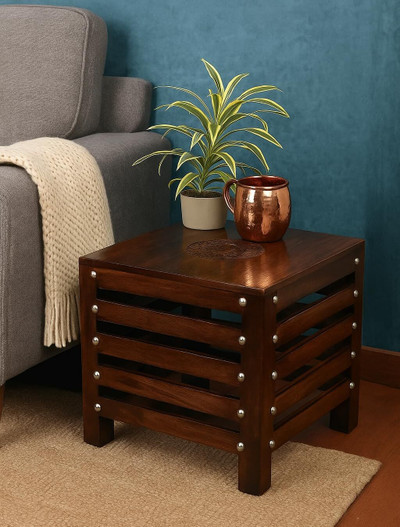 S F ENTERPRISES Wood Sitting Stool, Side Table, End Table for Office, Balcony, Living & Bedroom Stool Brown, Pre-assembled