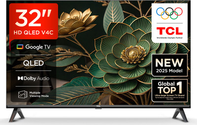 V4C 80.04 cm (32 inch) QLED HD Ready Smart Google TV with 100% Color Volume Plus | 16W Dolby Audio | Google Assitant | Chromecast built-in | Slim Desi