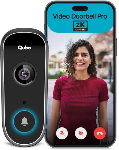Qubo Smart WiFi Video Doorbell Pro 2K|3MP|Instant Video|2-Way Talk|AI App Alert,Alarm Video Door Phone Wireless Single Way