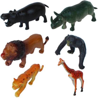 Tootpado Wild Zoo Forest Animals Plastic Toy Set - Pack Of 6 - 1c182 -  Educational & Decorative For Kids - Wild Zoo Forest Animals Plastic Toy Set  - Pack Of 6 -