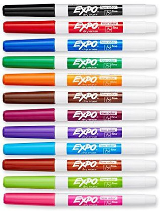 Assorted Colors Low-Odor Dry Erase Markers Fine Point 4-Count 