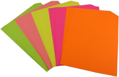 A4 Fluorescent Craft Pad Scrapbook Dessin Art Neon Couleurs Papier Retour Carte Housse 