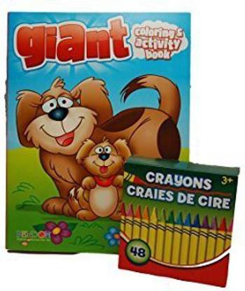 Bendon Giant Coloring and Activity Book Set with 48 Ct Crayon Box